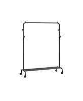 Slickblue 40.7" Wide Single-Rod Clothing Rack with Wheels Ink Black