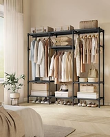 Slickblue 74.8” High Clothes Rack with Hanging Rails in Black