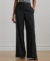 Lauren Ralph Women's Striped Wool-Blend Twill Wide-Leg Pants