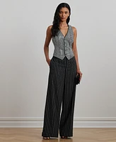 Lauren Ralph Women's Striped Wool-Blend Twill Wide-Leg Pants