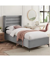 Inspired Home Kavion Velvet Platform Bed Full