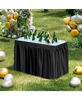 Givimo 4 Feet Plastic Party Ice Folding Table with Matching Skirt-Black