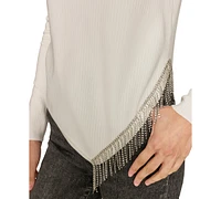 Karl Lagerfeld Paris Women's Asymmetrical Crystal-Trim Sweater