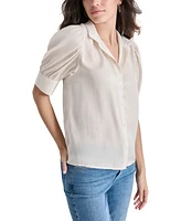 Dkny Jeans Petite Cotton Puff-Sleeve Button-Front Shirt