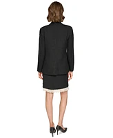 Karl Lagerfeld Paris Women's Pearl-Trim Tweed Blazer