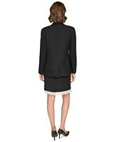 Karl Lagerfeld Paris Womens Pearl Tweed Blazer Skirt