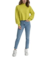 Dkny Jeans Women's Mock Neck Boxy Cropped Sweater