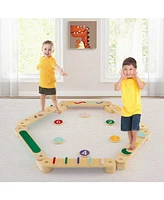 Gymax Wooden Balance Beam w/ Stepping Stones Balance Board Toy Playset for 1+ Toddlers