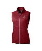 Cutter & Buck Women's Crimson Washington State Cougars Mainsail Basic Sweater-Knit Full-Zip Vest