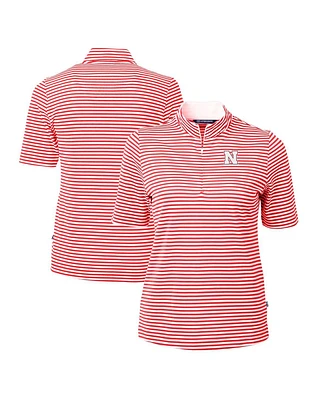 Cutter & Buck Women's Scarlet Nebraska Huskers DryTec Virtue Eco Pique Stripe Polo