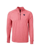 Cutter & Buck Men's Heather Red Jacksonville Jaguars Adapt Eco Knit Quarter-Zip Pullover Top