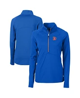 Cutter & Buck Women's Royal Denver Broncos Throwback Logo Adapt Eco Knit Stretch Half-Zip Pullover Top