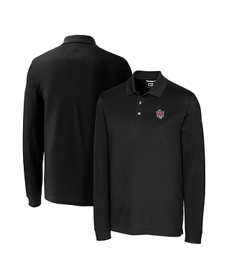 Cutter & Buck Men's Black Lsu Tigers Advantage Tri-Blend Pique Long Sleeve Polo