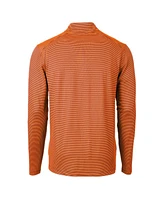 Cutter & Buck Men's Orange Auburn Tigers Alumni Logo DryTec Virtue Eco Pique Micro Stripe Quarter-Zip Pullover Top