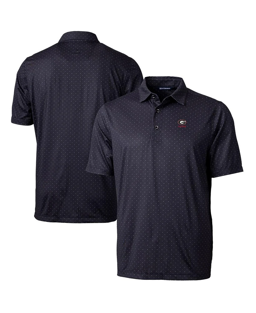 Cutter & Buck Men's Black Georgia Bulldogs Alumni Logo Double Dot Print Stretch Polo