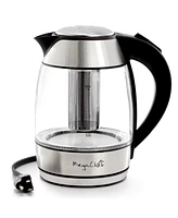 MegaChef 1.8 Quart Glass Body and Stainless Steel Electric Tea Kettle with Tea Infuser