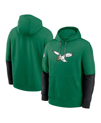 Nike Men's Kelly Green Philadelphia Eagles Throwback Logo Club Tri-Blend Pullover Hoodie