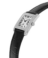 Frederique Constant Women's Swiss Carree Small Seconds Diamond (1-1/5 ct. t.w.) Black Leather Strap Watch 25mm