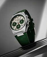 Frederique Constant Men's Swiss Automatic Chronograph Highlife Green Leather Strap Watch 41mm