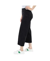 Indigo Poppy Women's Black Tummy Control Wide Leg Crop with Front Pocket Detail