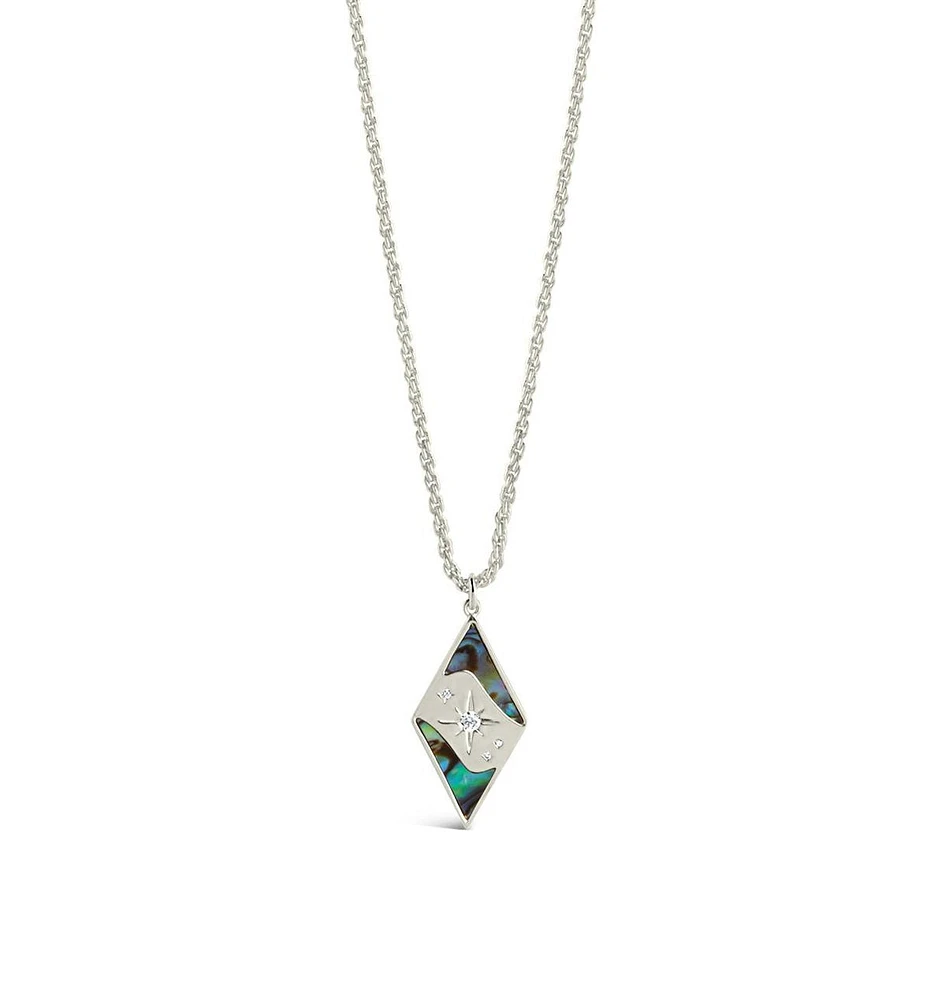 Sterling Forever Galaxy Cubic Zirconia Abalone Pendant Necklace