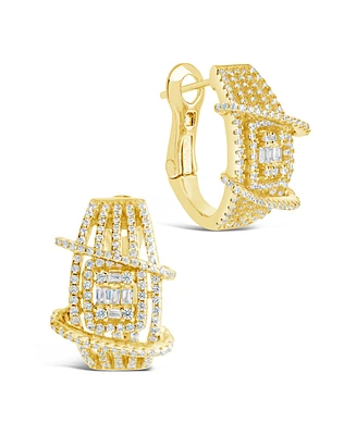 Sterling Forever Leigh Cubic Zirconia Statement Hoop Earrings