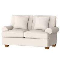 66" White Sofa Couch 2 Seater Fabric Loveseat for Living Room