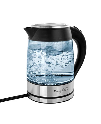 MegaChef 1.8 Quart Glass Body and Stainless Steel Electric Tea Kettle