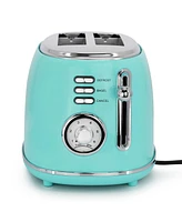 MegaChef 1.7 Quart Electric Tea Kettle and 2 Slice Toaster Combo in Matt Cream