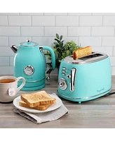 Megachef 1.7 Liter Electric Tea Kettle and 2 Slice Toaster Combo in Red