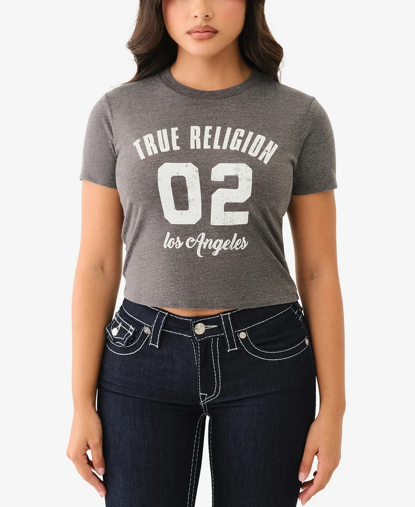 True Religion Women's Logo Burnout Baby Tee