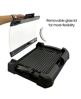 Megachef Reversible Indoor Grill and Griddle with Removable Glass Lid