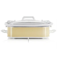 MegaChef 3.5 Quart Casserole Slow Cooker with 3 Temperature Settings in Cream