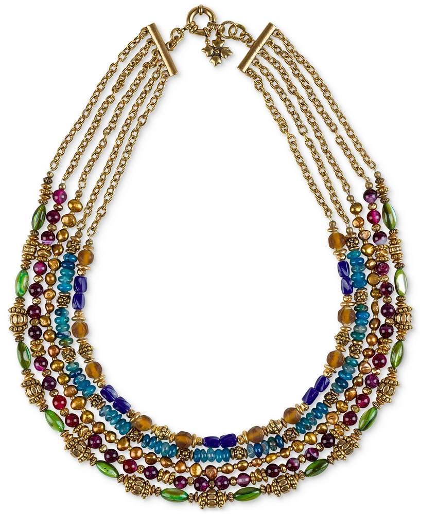 Patricia Nash Gold-Tone Beaded Multi-Row 20" Statement Necklace