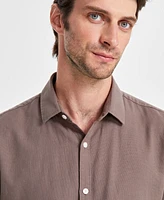 Alfani Men's Short-Sleeve Solid Textured Shirt, Created for Macy's