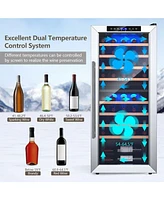 43 Bottle Wine Cooler Refrigerator Dual Zone Temperature Control with 8 Shelves