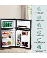 Sugift 3.2 cu ft Compact Stainless Steel Refrigerator