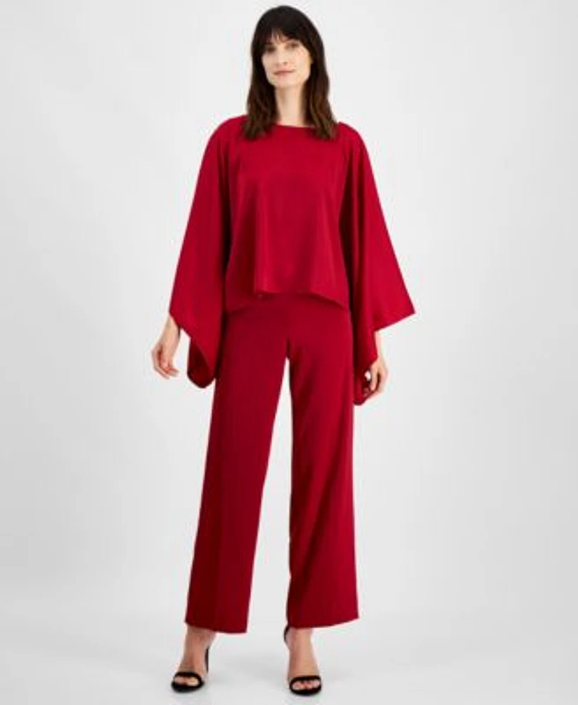 Anne Klein Boat Neck Dolman Sleeve Top Wide Leg Pants