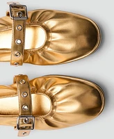Mango Women's Round Toe Buckle Ballerinas