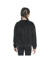 adidas Big Girls Long Sleeve Rib Velour Crewneck Pullover Sweatshirt