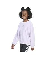 adidas Big Girls Long Sleeve Rib Velour Crewneck Pullover Sweatshirt