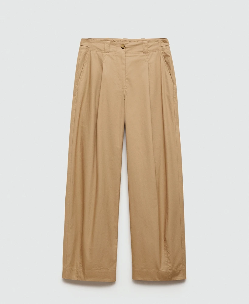 Mango Women's Wide Leg Pleated Pants