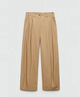 Mango Women's Wide Leg Pleated Pants