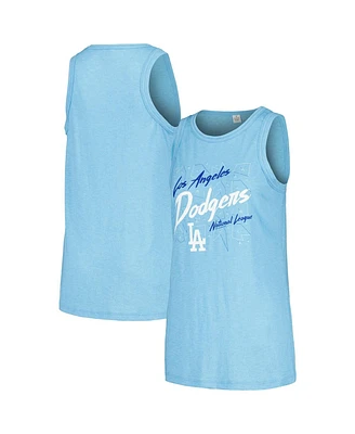 Soft As A Grape Women's Light blue Los Angeles Dodgers Gauze High Neck Tank Top