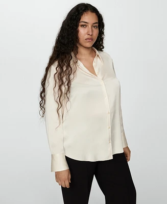 Mango Women's Satin Finish Flowy Shirt