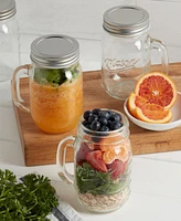 Mason Craft & More 4 Piece Glass Jars with Handles and Lids