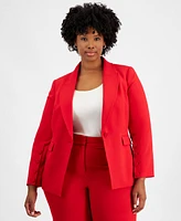 Tahari Asl Plus Long-Sleeve One-Button Blazer