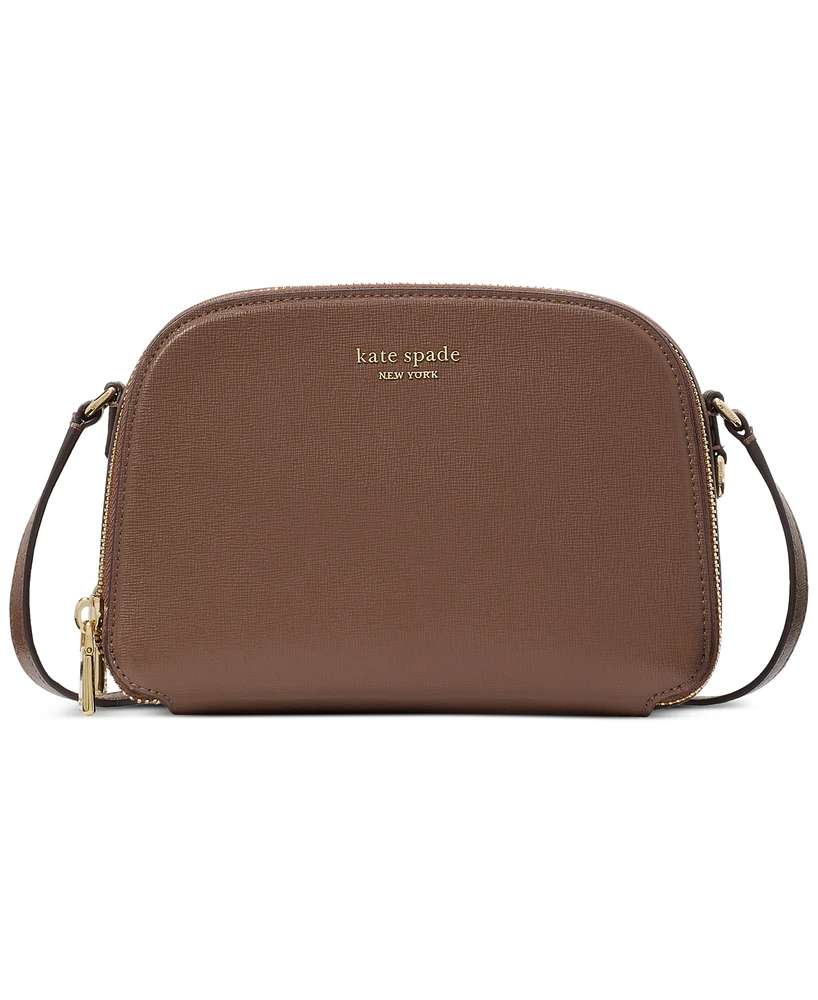 kate spade new york Devin Saffiano Leather Double Zip Dome Crossbody Bag