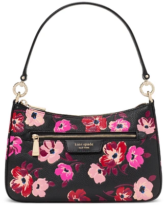 kate spade new york Hudson Fall Poppies Embossed Pebbled Leather Small Convertible Crossbody