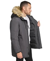 Calvin Klein Men's Long Parka with Faux-Fur Lined Hood